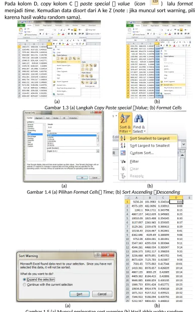 Gambar 1.5 (a) Muncul peringatan sort warning (b) Hasil akhir waktu random