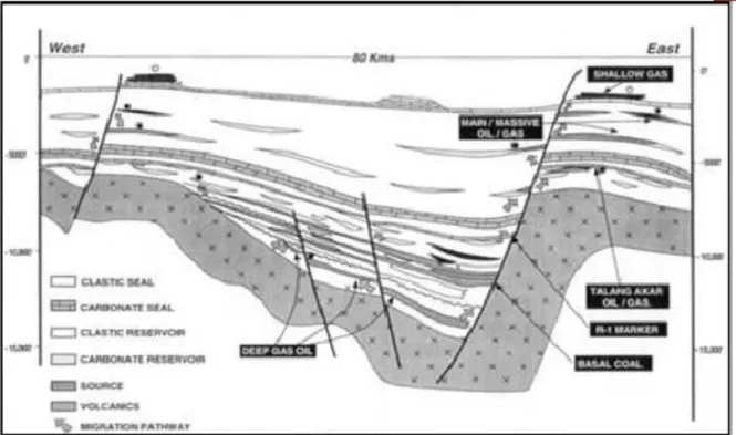 Gambar 2.1. Petroleum system Cekungan Jawa Barat Utara (Budiyani dkk., 1991). 