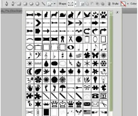 gambar ornament pada Shape tools,,,,dengan cara memilih Custom Shape Tools, Lalu carilah gambar yang