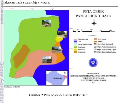 Gambar 2 Peta objek di Pantai Bukit Batu. 