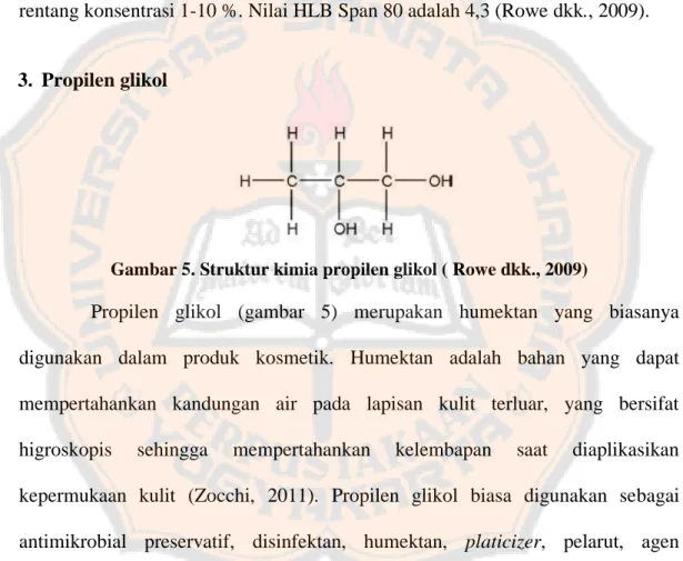 Gambar 5. Struktur kimia propilen glikol ( Rowe dkk., 2009) 