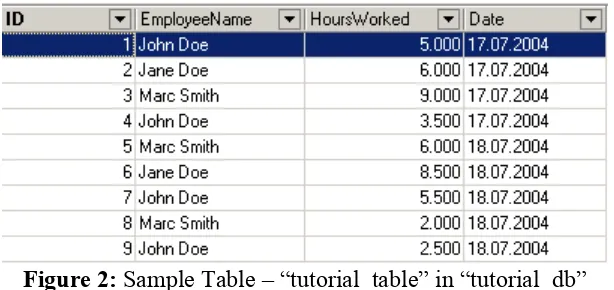 Figure 2: Sample Table – “tutorial_table” in “tutorial_db” 