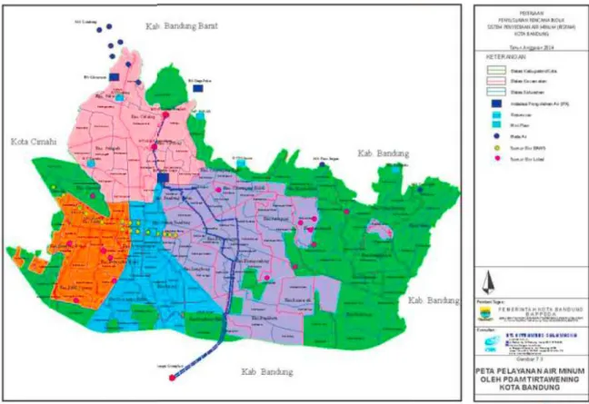 Gambar 2. 11 Peta Pelayanan Air Minum PDAM Tirtawening Kota Bandung  