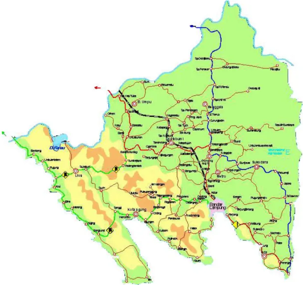 Gambar 1.1 Jalur transportasi provinsi Lampung 