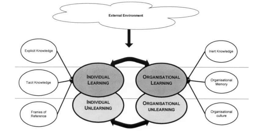 Figure 1: A model of individual and organisational unlearning (Windeknecht & Delahaye 2004)  