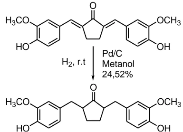 Gambar 4. Reaksi hidrogenasi PGV-0 menjadi THPGV-0  (Ritmaleni dan Simbara, 2010)