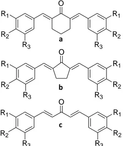 Gambar 5. Struktur analog kurkumin: Heksagamavunon (a), Pentagamavunon (b), dan  Gamavuton (c) 