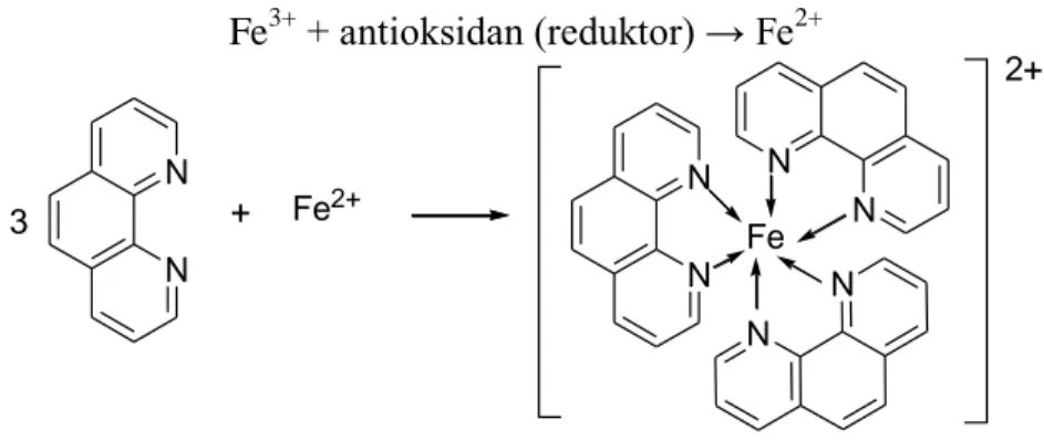 Gambar 12. Reaksi reduksi ion ferri dan kompleks ion ferro-fenantrolin 