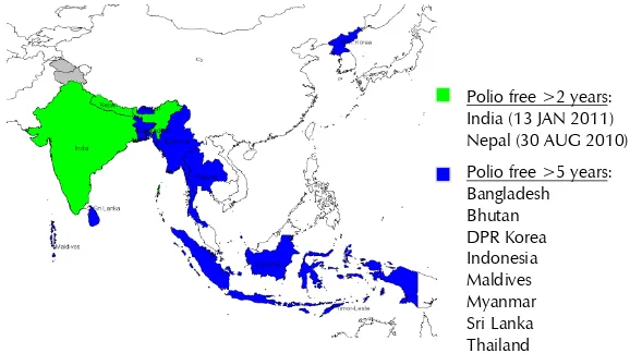 Figure 2: Status of polio eradication in the South-East Asia Region 