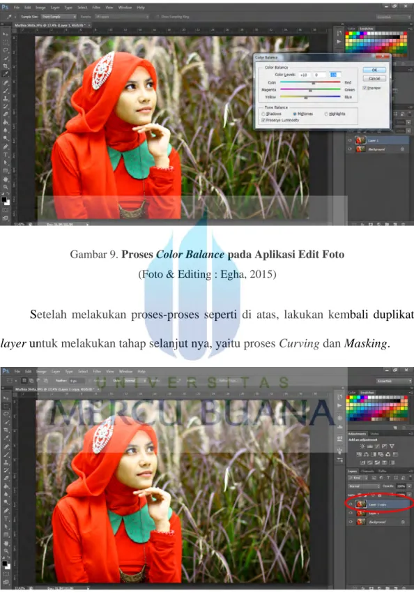 Gambar 9. Proses Color Balance pada Aplikasi Edit Foto  (Foto &amp; Editing : Egha, 2015) 