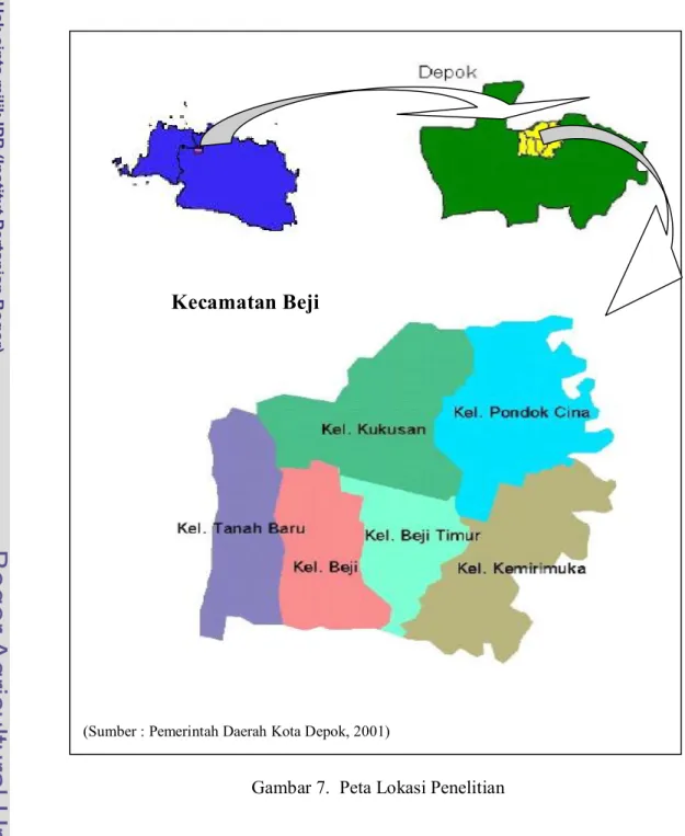 Gambar 7.  Peta Lokasi Penelitian  Kecamatan Beji 