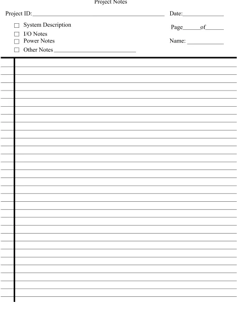 Figure 1.2Project Note Page