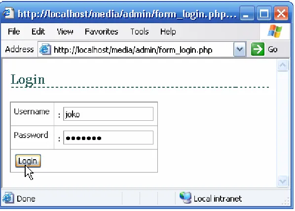 Gambar 8.8 Hasil skrip form_login.php 