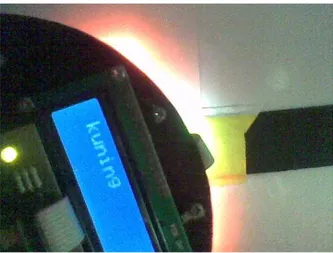 Gambar 5.3 sensor warna diletakkan di atas warna kuning