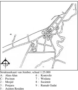 Gambar 11. Peta kota Jember sebagai kota yang relatif muda umurnya di Jawa.