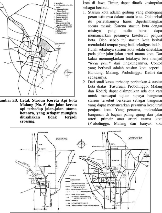 Gambar 5C. Peta sebelah kiri adalah jaringan jalan kota Malang sebelum adanya perluasan kota pada th