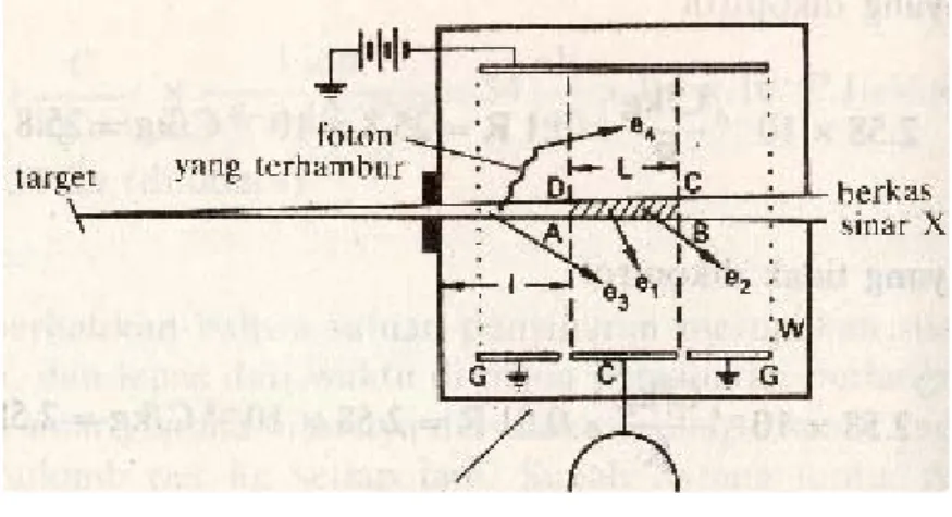 Gambar 1.  Diagram skematik bilik ionisasi udara bebas 