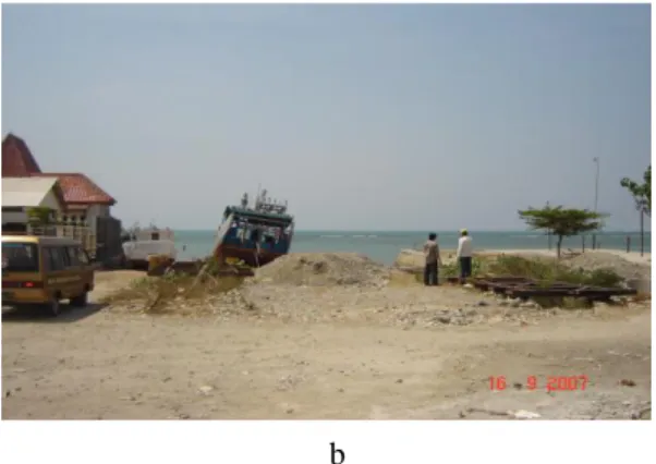 Gambar 1 a-b. Kondisi lahan dan perairan di Banjarwati                     (galangan yang akan dikembangkan) 