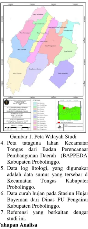 Gambar 1. Peta Wilayah Studi  4.  Peta  tataguna  lahan  Kecamatan 