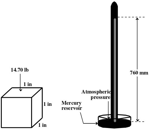 Figure 1.13  Average atmospheric pressure at sea level exerts a force of 14.7 pounds on an inch-square surface