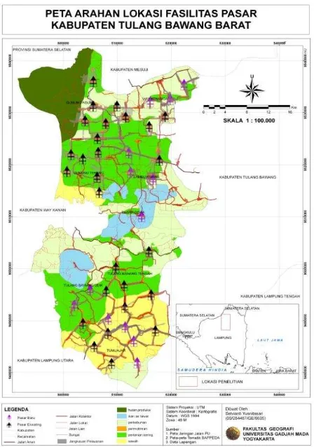 Gambar 9. Peta Arahan Lokasi Fasilitas Pasar Kabupaten Tulang Bawang Barat 