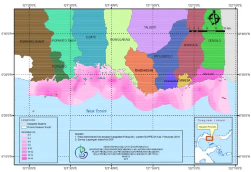 Gambar  4. Peta  sebaran  kecerahan  untuk  pengembangan  budidaya rumput  laut  Kabupaten  Pohuwato  Provinsi  Gorontalo