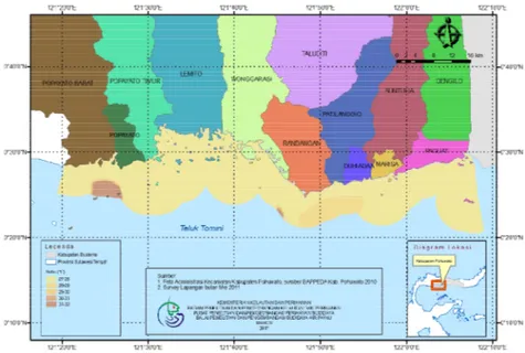Gambar  5. Peta sebaran suhu untuk pengembangan budidaya rumput laut  Kabupaten  Pohuwato  Provinsi  Gorontalo