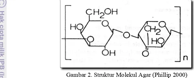 Gambar 2.  Gambar 2. Struktur Molekul Agar (Phillip 2000) 