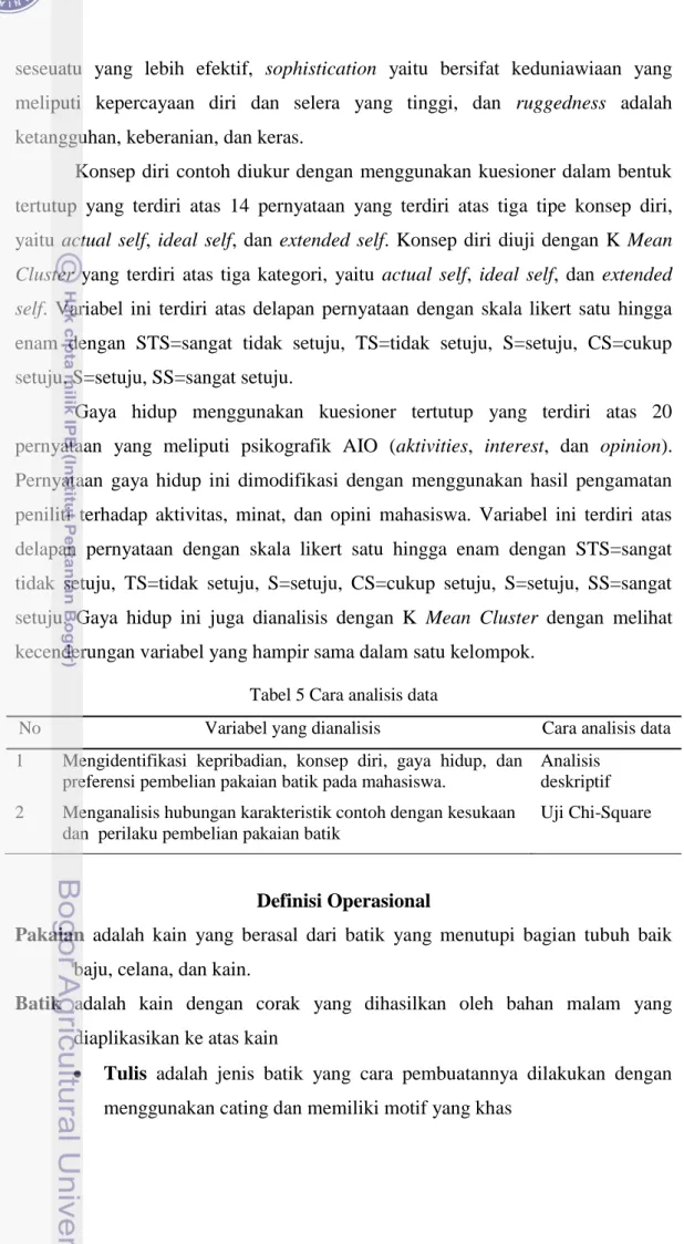 Tabel 5 Cara analisis data 