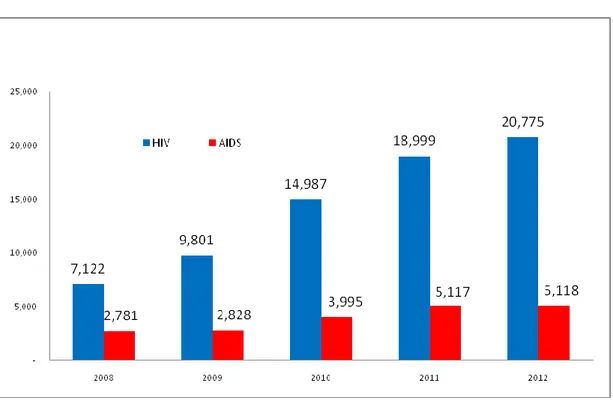 Gambar 1: Perkembangan Kasus HIV-AIDS di DKI Jakarta 2008-2012 
