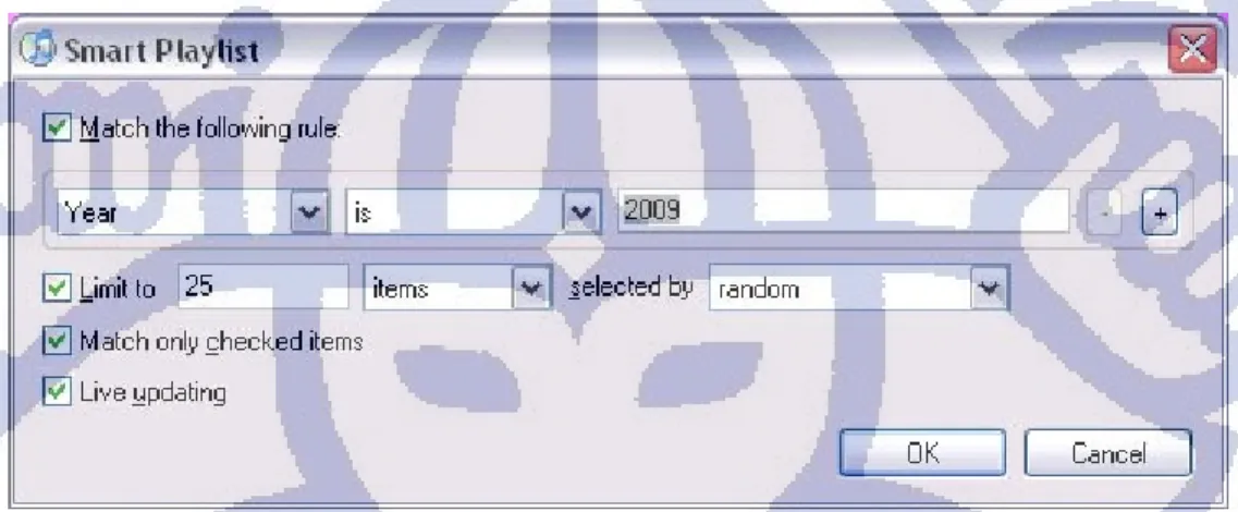 Gambar II-5 Fitur Smart Playlist pada iTunes 