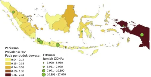 Gambar 2.1. Peta Sebaran Epidemi HIV di Indonesia Perkiraan Jumlah ODHA 2009: 333.200