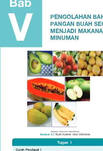 Gambar 5.1 menunjukan buah-buahan segar yang ada di Indonesia. Buah salah satu menu wajib makanan sehat, karena kandungan yang terdapat dalam buah sangat baik untuk kesehatan