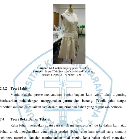 Gambar 2.4 Contoh draping pada manekin Sumber : https://fitinline.com/article/read/draping, 