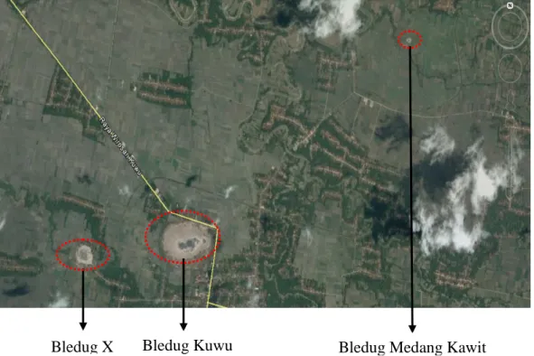 Gambar 1.5.  Peta lokasi mud volcano  Kecamatan  Kradenan, Kabupaten  Grobogan  Jawa  Tengah  (modifikasi  dari  citra  Google  Earth) 