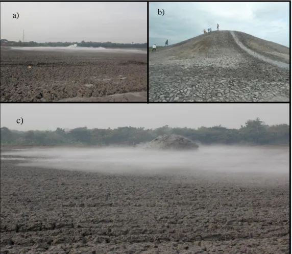 Gambar  1.3.  Kenampakan  mud  volcano;  a)  Bledug  X,  b)  Bledug  Medang Kawit, c) Bledug Kuwu 