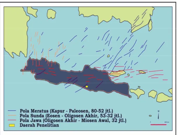 Gambar 3.5 Pola struktur Pulau Jawa (Pulunggono dan Martodjojo, 1994) 