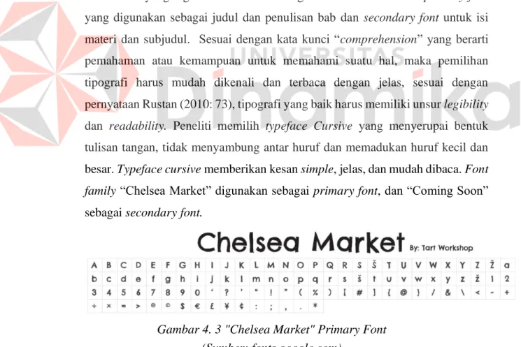 Gambar 4. 3 &#34;Chelsea Market&#34; Primary Font  (Sumber: fonts.google.com) 