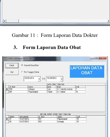 Gambar 12:  Form Laporan Data Obat  