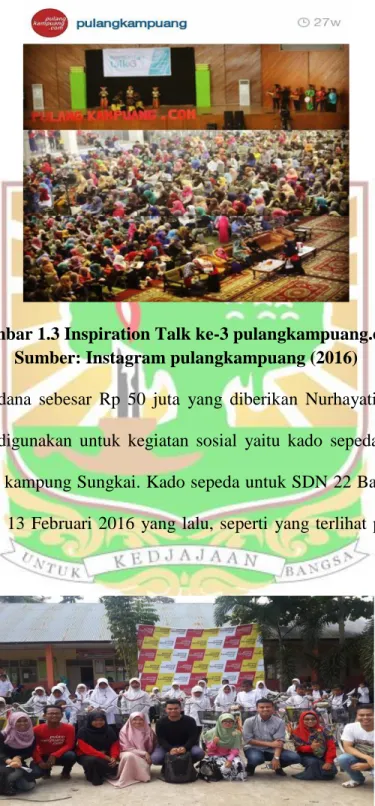 Gambar 1.3 Inspiration Talk ke-3 pulangkampuang.com  Sumber: Instagram pulangkampuang (2016) 