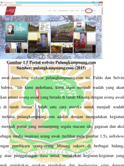 Gambar 1.5 Portal website Pulangkampuang.com  Sumber: pulangkampuang.com (2015) 