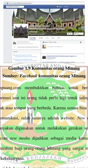 Gambar 1.9 Komunitas orang Minang  Sumber: Facebook komunitas orang Minang 