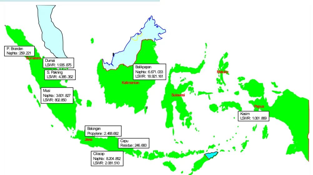 Gambar 2. : Potensi bahan baku industri petrokimia nasional  Sumatera Jawa Kalimantan Maluku PapuaSulawesi P