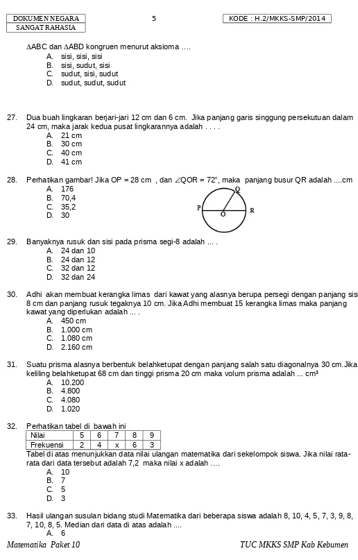 Tabel di atas menunjukkan data nilai ulangan matematika dari sekelompok siswa. Jika nilai rata-