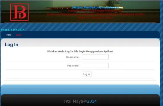 Gambar IV.1. Form Login  IV.2.2.  Form Menu Utama 