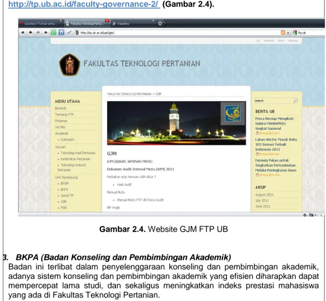 Gambar 2.4. Website GJM FTP UB 