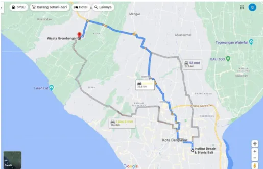 Gambar 2. Lokasi Kawasan Wisata Air Terjun Grembengan, Desa Bongan Tabanan  Sumber: Data Penulis, 2021 