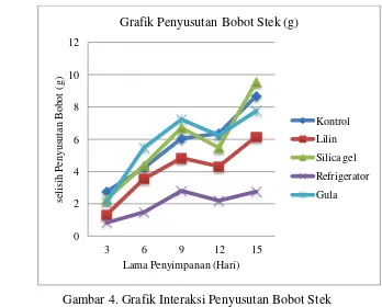 Grafik Penyusutan Bobot Stek (g) 