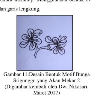 Gambar 11:Desain Bentuk Motif Bunga  Srigunggu yang Akan Mekar 2  (Digambar kembali oleh Dwi Nikasari, 