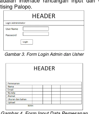 Gambar 4. Form Input Data Pemesanan  
